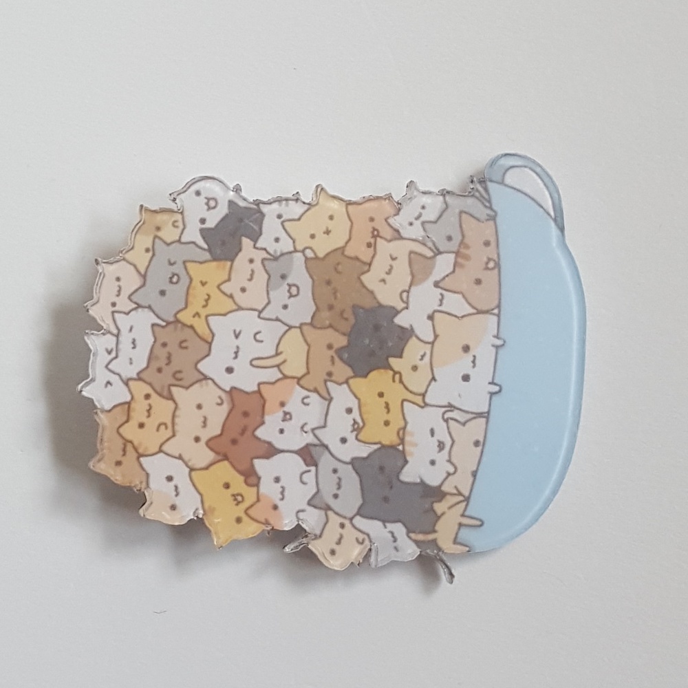 Cats in a Tea Cup Acrylic Kawaii Pin - Picture 4 of 5
